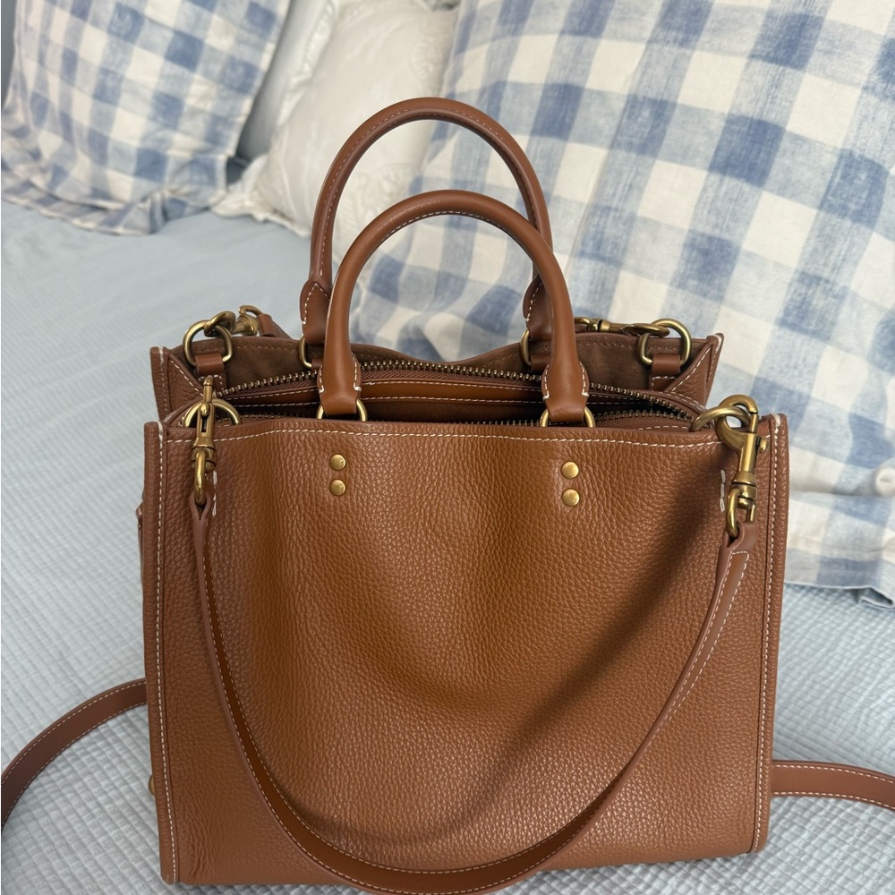 Quince Tan Leather Satchel - Picture 2 of 8